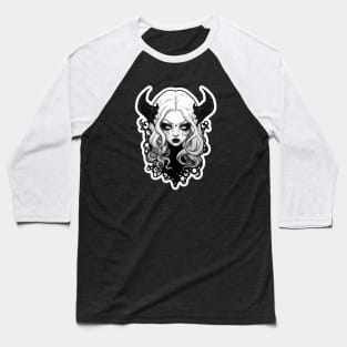 Black and White Melting Demon Girl Baseball T-Shirt